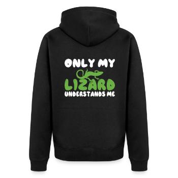 Eidechsenliebhaber Eidechse Geschenk Eidechse Besitzer - Unisex Premium Bio Zip Hoodie - Schwarz - Hinten - Nico (187cm)