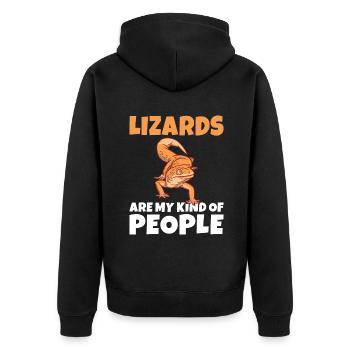 Eidechsenliebhaber Eidechse Geschenk Eidechse Besitzer - Unisex Premium Bio Zip Hoodie - Schwarz - Hinten - Nico (187cm)