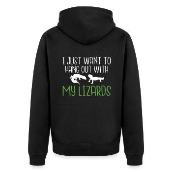 Eidechsenliebhaber Eidechse Geschenk Eidechse Besitzer - Unisex Premium Bio Zip Hoodie - Schwarz - Hinten - Nico (187cm)