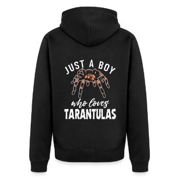 Spider Lover Geschenke - Unisex Premium Bio Zip Hoodie - Schwarz - Hinten - Nico (187cm)