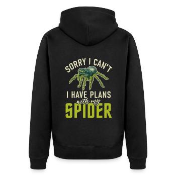 Spider Lover Gifts - Unisex Premium Organic Zip Hoodie - black - Back - Nico (187cm)