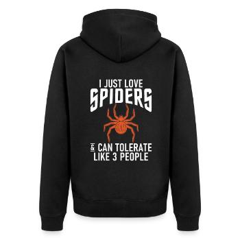 Spider Lover Gifts - Unisex Premium Organic Zip Hoodie - black - Back - Nico (187cm)