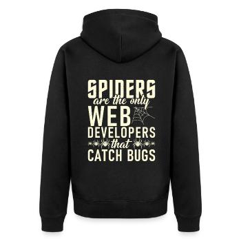 Spider Lover Gifts - Unisex Premium Organic Zip Hoodie - black - Back - Nico (187cm)