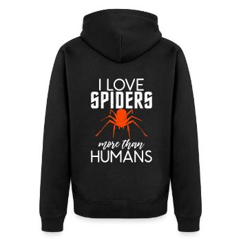 Spider Lover Gifts - Unisex Premium Organic Zip Hoodie - black - Back - Nico (187cm)