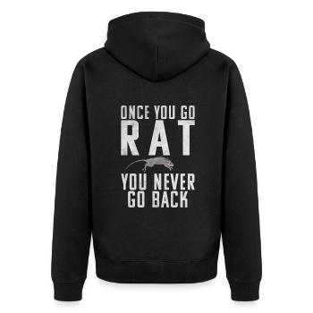 Rattenbesitzer Geschenk Ratten Liebhaber - Unisex Premium Bio Zip Hoodie - Schwarz - Hinten - Nico (187cm)