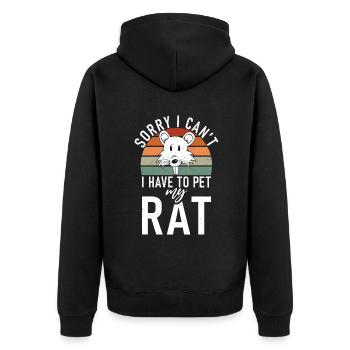 Rattenbesitzer Geschenk Rattenliebhaber - Unisex Premium Bio Zip Hoodie - Schwarz - Hinten - Nico (187cm)