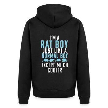 Rattenbesitzer Geschenk Rattenliebhaber - Unisex Premium Bio Zip Hoodie - Schwarz - Hinten - Nico (187cm)
