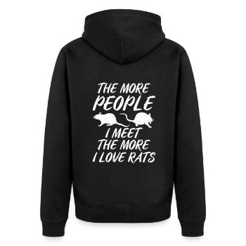 Rattenbesitzer Geschenk Ratten Liebhaber - Unisex Premium Bio Zip Hoodie - Schwarz - Hinten - Nico (187cm)