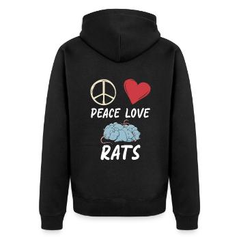 Rattenbesitzer Geschenk Rattenliebhaber - Unisex Premium Bio Zip Hoodie - Schwarz - Hinten - Nico (187cm)