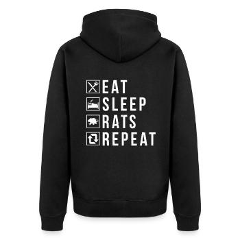 Rattenbesitzer Geschenk Rattenliebhaber - Unisex Premium Bio Zip Hoodie - Schwarz - Hinten - Nico (187cm)