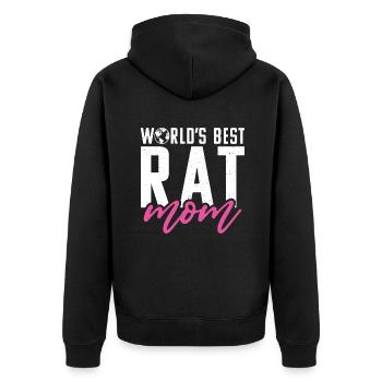 Rattenbesitzer Geschenk Rattenliebhaber - Unisex Premium Bio Zip Hoodie - Schwarz - Hinten - Nico (187cm)
