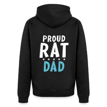 Rattenbesitzer Geschenk Rattenliebhaber - Unisex Premium Bio Zip Hoodie - Schwarz - Hinten - Nico (187cm)