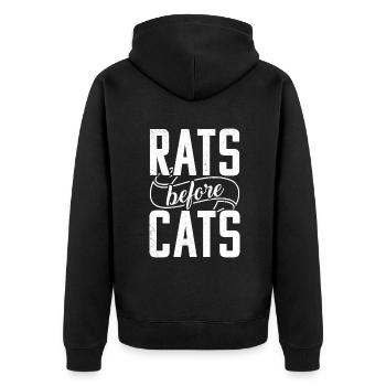 Rattenbesitzer Geschenk Ratten Liebhaber - Unisex Premium Bio Zip Hoodie - Schwarz - Hinten - Nico (187cm)
