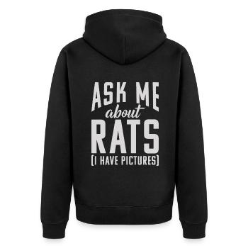 Rattenbesitzer Geschenk Ratten Liebhaber - Unisex Premium Bio Zip Hoodie - Schwarz - Hinten - Nico (187cm)