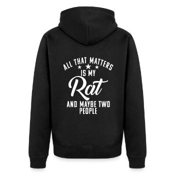 Rattenbesitzer Geschenk Ratten Liebhaber - Unisex Premium Bio Zip Hoodie - Schwarz - Hinten - Nico (187cm)