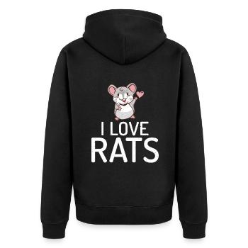 Rattenbesitzer Geschenk Ratten Liebhaber - Unisex Premium Bio Zip Hoodie - Schwarz - Hinten - Nico (187cm)