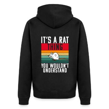 Rat Owner Gift Rats Lover - Unisex Premium Organic Zip Hoodie - black - Back - Nico (187cm)