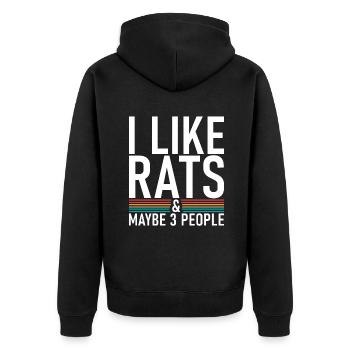 Rattenbesitzer Geschenk Ratten Liebhaber - Unisex Premium Bio Zip Hoodie - Schwarz - Hinten - Nico (187cm)