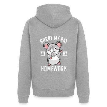 Rat Owner Gift Rats Lover - Unisex Premium Organic Zip Hoodie - heather grey - Back - Nico (187cm)