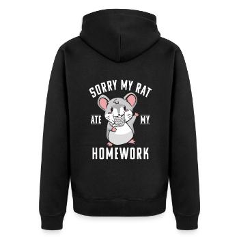 Rattenbesitzer Geschenk Ratten Liebhaber - Unisex Premium Bio Zip Hoodie - Schwarz - Hinten - Nico (187cm)