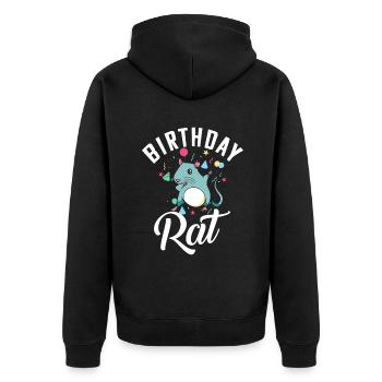 Rattenbesitzer Geschenk Ratten Liebhaber - Unisex Premium Bio Zip Hoodie - Schwarz - Hinten - Nico (187cm)