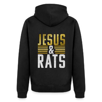 Rattenbesitzer Geschenk Ratten Liebhaber - Unisex Premium Bio Zip Hoodie - Schwarz - Hinten - Nico (187cm)