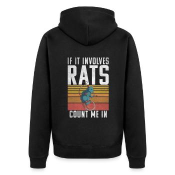 Rattenbesitzer Geschenk Ratten Liebhaber - Unisex Premium Bio Zip Hoodie - Schwarz - Hinten - Nico (187cm)