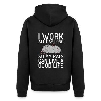 Rattenbesitzer Geschenk Ratten Liebhaber - Unisex Premium Bio Zip Hoodie - Schwarz - Hinten - Nico (187cm)