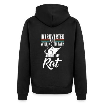 Rattenbesitzer Geschenk Ratten Liebhaber - Unisex Premium Bio Zip Hoodie - Schwarz - Hinten - Nico (187cm)