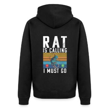 Rattenbesitzer Geschenk Ratten Liebhaber - Unisex Premium Bio Zip Hoodie - Schwarz - Hinten - Nico (187cm)