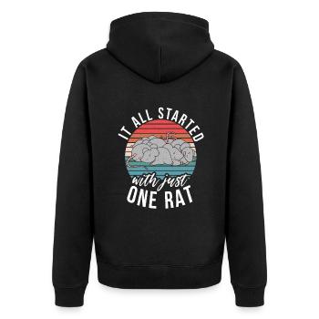 Rattenbesitzer Geschenk Ratten Liebhaber - Unisex Premium Bio Zip Hoodie - Schwarz - Hinten - Nico (187cm)