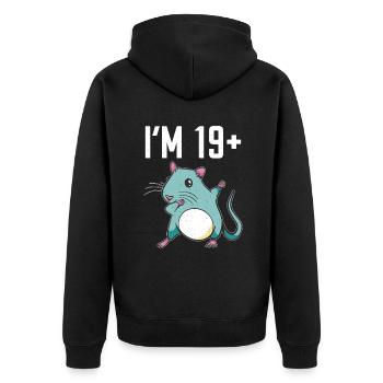 Rattenbesitzer Geschenk Ratten Liebhaber - Unisex Premium Bio Zip Hoodie - Schwarz - Hinten - Nico (187cm)