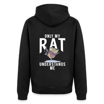Rattenbesitzer Geschenk Ratten Liebhaber - Unisex Premium Bio Zip Hoodie - Schwarz - Hinten - Nico (187cm)