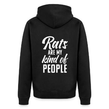 Rattenbesitzer Geschenk Ratten Liebhaber - Unisex Premium Bio Zip Hoodie - Schwarz - Hinten - Nico (187cm)