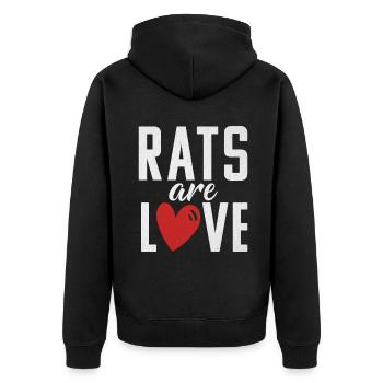 Rattenbesitzer Geschenk Ratten Liebhaber - Unisex Premium Bio Zip Hoodie - Schwarz - Hinten - Nico (187cm)