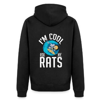 Rattenbesitzer Geschenk Ratten Liebhaber - Unisex Premium Bio Zip Hoodie - Schwarz - Hinten - Nico (187cm)
