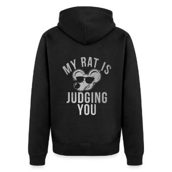 Rattenbesitzer Geschenk Ratten Liebhaber - Unisex Premium Bio Zip Hoodie - Schwarz - Hinten - Nico (187cm)