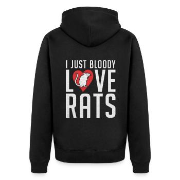 Rattenbesitzer Geschenk Ratten Liebhaber - Unisex Premium Bio Zip Hoodie - Schwarz - Hinten - Nico (187cm)