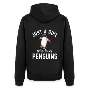 Pinguinliebhaber Pinguin Geschenke - Unisex Premium Bio Zip Hoodie - Schwarz - Hinten - Nico (187cm)
