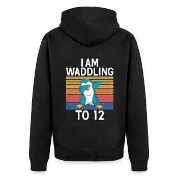 Pinguinliebhaber Pinguin Geschenke - Unisex Premium Bio Zip Hoodie - Schwarz - Hinten - Nico (187cm)
