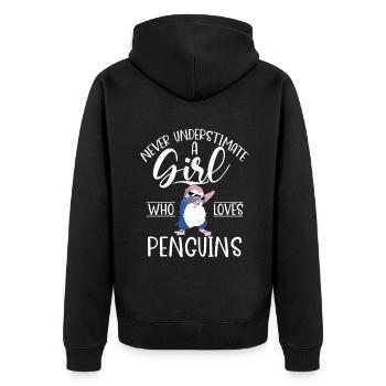 Pinguinliebhaber Pinguin Geschenke - Unisex Premium Bio Zip Hoodie - Schwarz - Hinten - Nico (187cm)