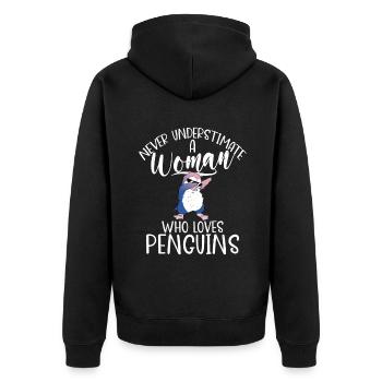 Pinguinliebhaber Pinguin Geschenke - Unisex Premium Bio Zip Hoodie - Schwarz - Hinten - Nico (187cm)
