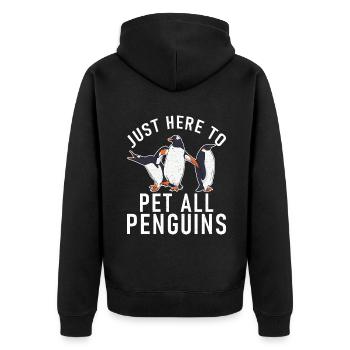 Pinguinliebhaber Pinguin Geschenke - Unisex Premium Bio Zip Hoodie - Schwarz - Hinten - Nico (187cm)
