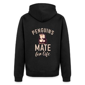 Pinguinliebhaber Pinguin Geschenke - Unisex Premium Bio Zip Hoodie - Schwarz - Hinten - Nico (187cm)