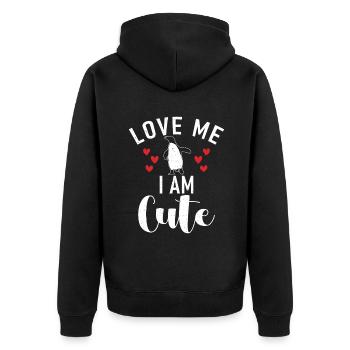 Pinguinliebhaber Pinguin Geschenke - Unisex Premium Bio Zip Hoodie - Schwarz - Hinten - Nico (187cm)