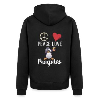 Pinguinliebhaber Pinguin Geschenke - Unisex Premium Bio Zip Hoodie - Schwarz - Hinten - Nico (187cm)