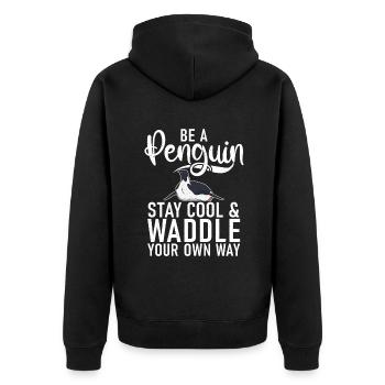 Pinguinliebhaber Pinguin Geschenke - Unisex Premium Bio Zip Hoodie - Schwarz - Hinten - Nico (187cm)
