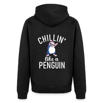 Pinguinliebhaber Pinguin Geschenke - Unisex Premium Bio Zip Hoodie - Schwarz - Hinten - Nico (187cm)