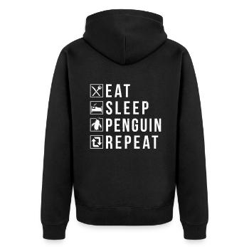 Pinguinliebhaber Pinguin Geschenke - Unisex Premium Bio Zip Hoodie - Schwarz - Hinten - Nico (187cm)