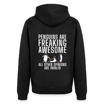 Penguin Lover Penguin Gifts - Unisex Premium Organic Zip Hoodie - black - Back - Nico (187cm)